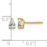 14K Yellow Gold 5x 3mm Pear Cubic Zirconia Post Earrings view 4