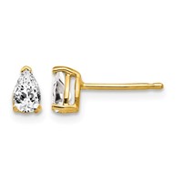 14K Yellow Gold 5x 3mm Pear Cubic Zirconia Post Earrings view 1