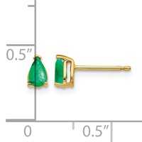 14K Yellow Gold 5x3mm Pear Emerald Post Earrings view 4