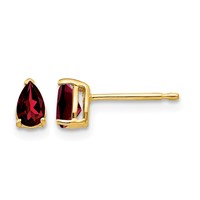14K Yellow Gold 5x3mm Pear Garnet Post Earrings view 1