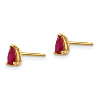 14K Yellow Gold 5x 3mm Pear Ruby Post Earrings view 2