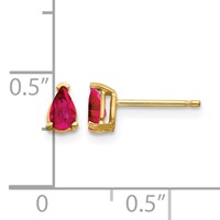 14K Yellow Gold 5x 3mm Pear Ruby Post Earrings view 4
