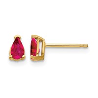 14K Yellow Gold 5x 3mm Pear Ruby Post Earrings view 1