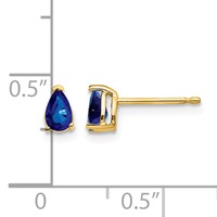 14K Yellow Gold 5x 3mm Pear Sapphire Post Earrings view 4