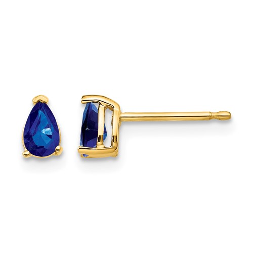 14K Yellow Gold 5x 3mm Pear Sapphire Post Earrings