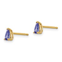 14K Yellow Gold 5x 3mm Pear Tanzanite Post Earrings view 2