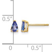 14K Yellow Gold 5x 3mm Pear Tanzanite Post Earrings view 4