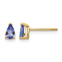 14K Yellow Gold 5x 3mm Pear Tanzanite Post Earrings view 1