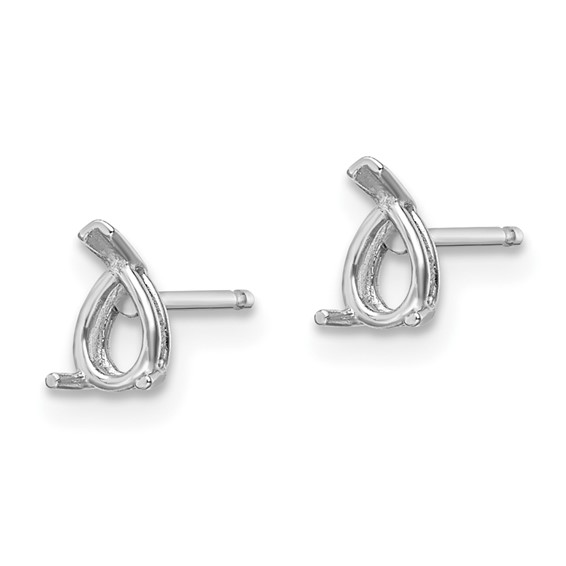 14k White Gold 5x3 Pear Earring Mountings