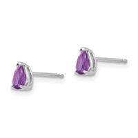 14K White Gold 5x3mm Pear Amethyst Post Earrings view 2