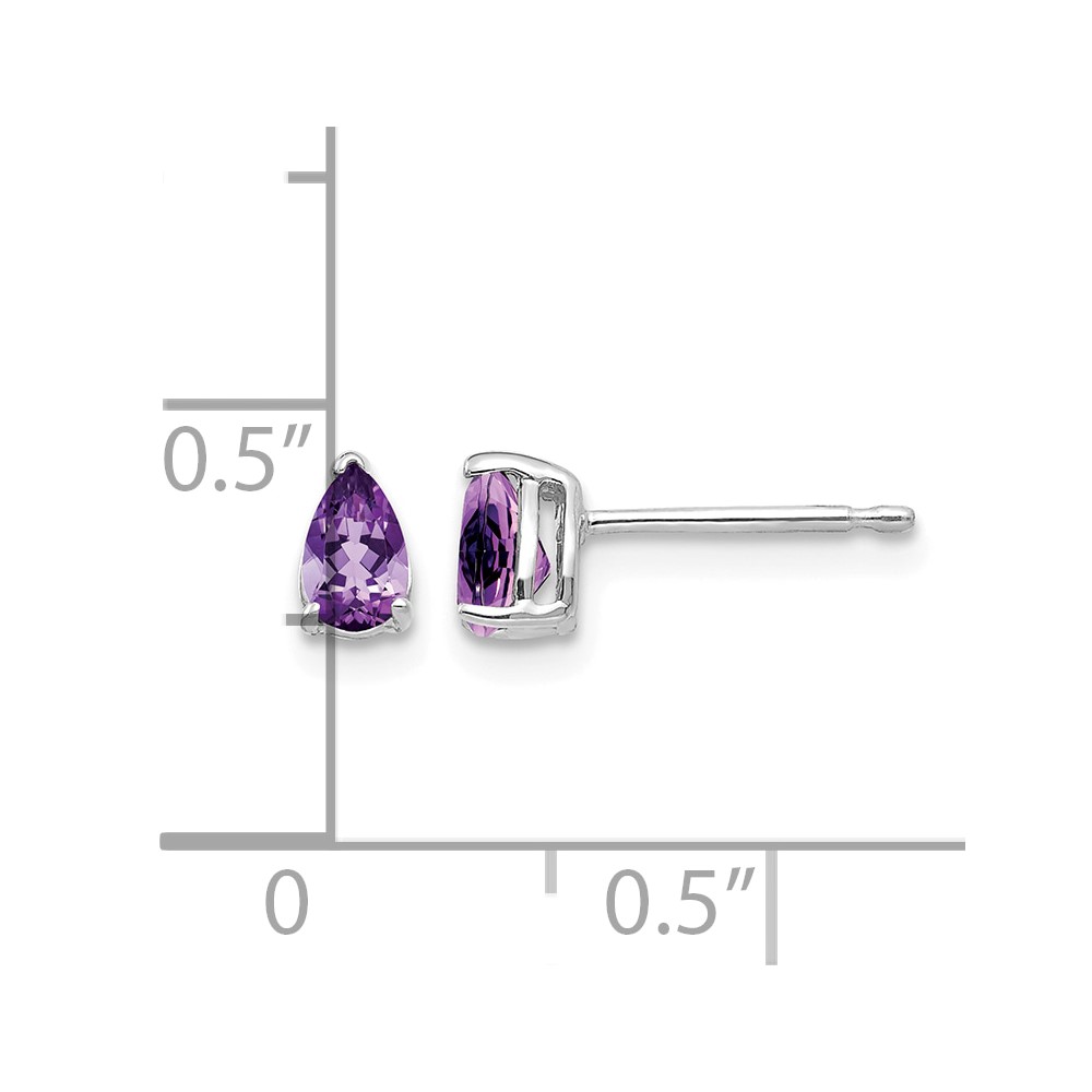 14k White Gold 5x3mm Pear Amethyst Earrings (XE78WAM)