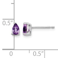 14K White Gold 5x3mm Pear Amethyst Post Earrings view 4