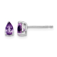 14K White Gold 5x3mm Pear Amethyst Post Earrings view 1