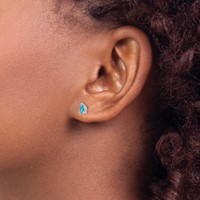 14K White Gold 5x3mm Pear Blue Topaz Post Earrings view 3
