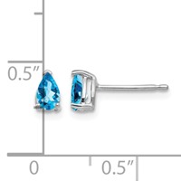 14K White Gold 5x3mm Pear Blue Topaz Post Earrings view 4