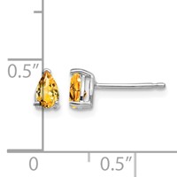 14K White Gold 5x 3mm Pear Citrine Stud Earrings view 4