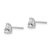 14K White Gold 5x 3mm Pear Cubic Zirconia Stud Earrings view 2