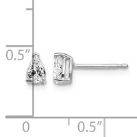 14K White Gold 5x 3mm Pear Cubic Zirconia Stud Earrings view 4