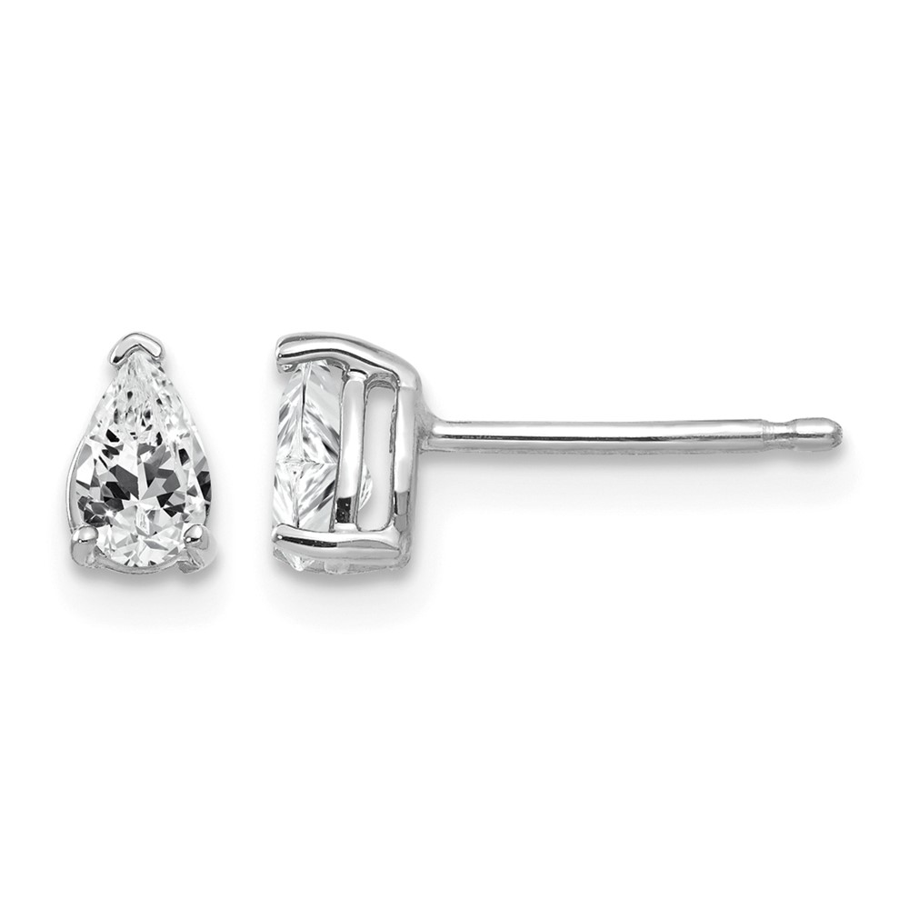14K White Gold 5x 3mm Pear Cubic Zirconia Stud Earrings