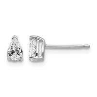 14K White Gold 5x 3mm Pear Cubic Zirconia Stud Earrings view 1