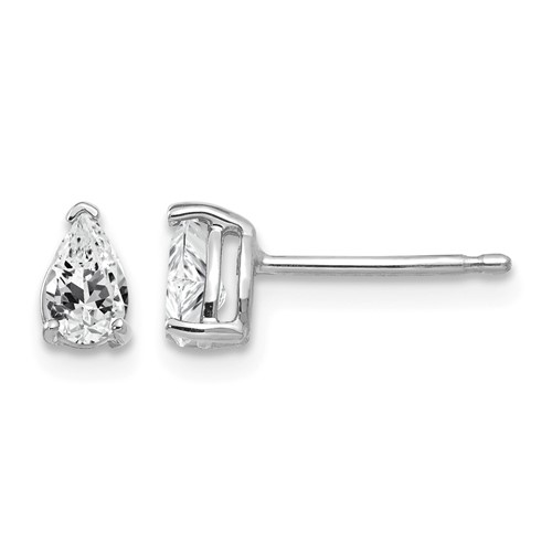 14K White Gold 5x 3mm Pear Cubic Zirconia Stud Earrings