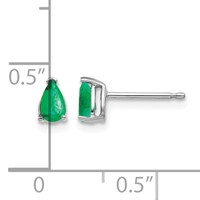 14K White Gold 5x 3mm Pear Emerald Post Earrings view 4
