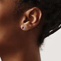 14K White Gold 5x3mm Pear Garnet Post Earrings view 3