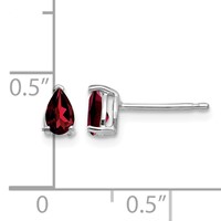 14K White Gold 5x3mm Pear Garnet Post Earrings view 4