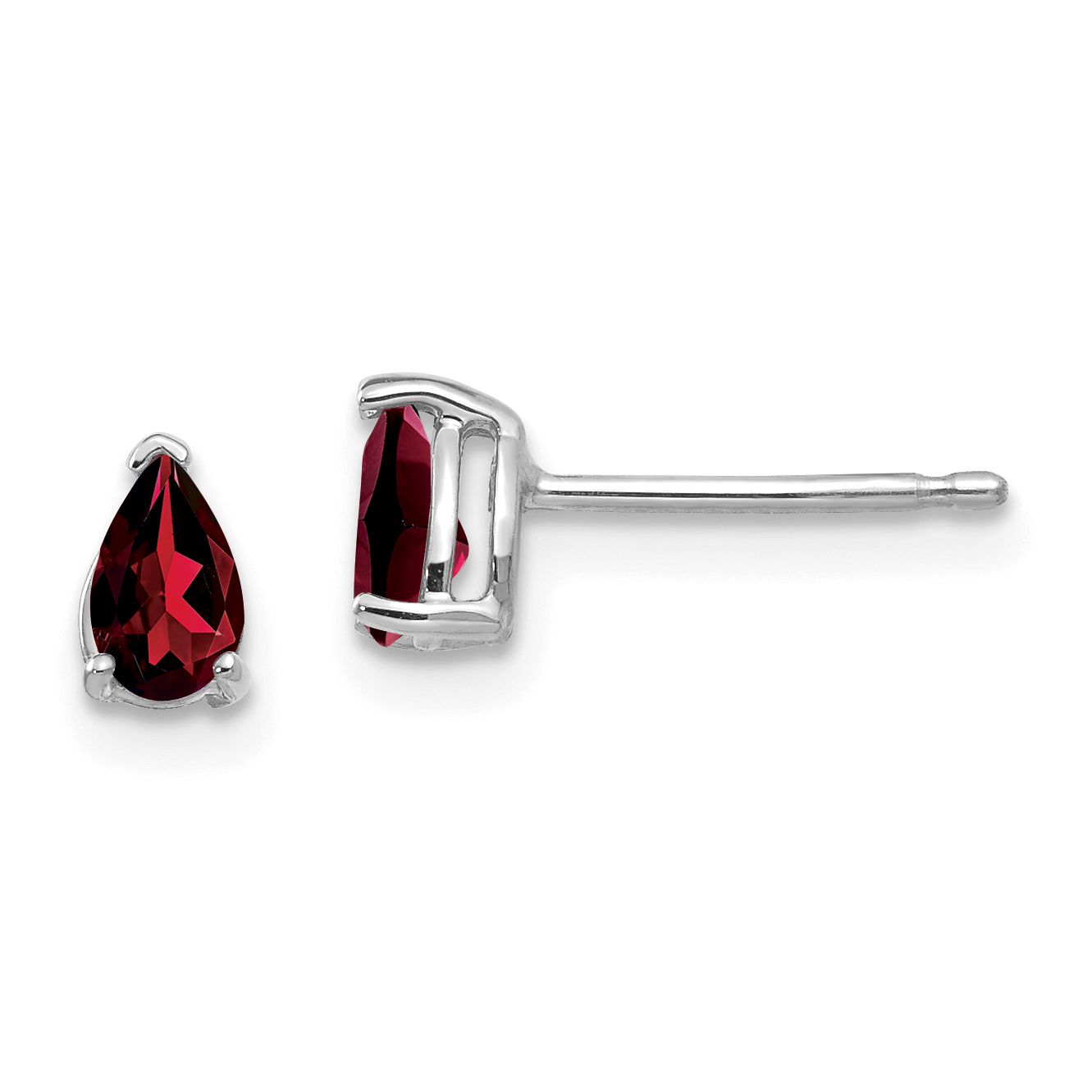 14k White Gold 5x3mm Pear Garnet Earrings (XE78WGA)