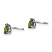 14K White Gold 5x 3mm Pear Green Tourmaline Post Earrings view 2