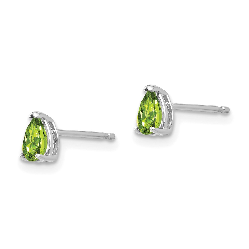 14k White Gold 5x3mm Pear Peridot Earrings (XE78WPE)