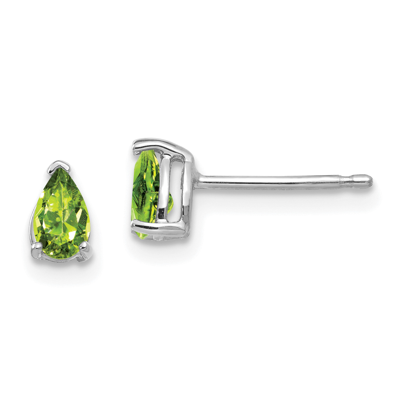 14k White Gold 5x3mm Pear Peridot Earrings (XE78WPE)