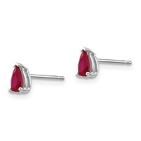 14K White Gold 5x 3mm Pear Ruby Post Earrings view 2