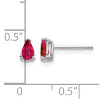 14K White Gold 5x 3mm Pear Ruby Post Earrings view 4