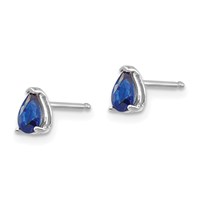 14K White Gold 5x 3mm Pear Sapphire Post Earrings view 2