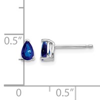 14K White Gold 5x 3mm Pear Sapphire Post Earrings view 4