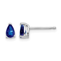 14K White Gold 5x 3mm Pear Sapphire Post Earrings view 1