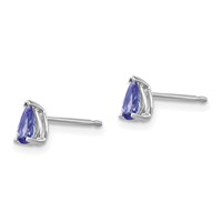14K White Gold 5x 3mm Pear Tanzanite Post Earrings view 3
