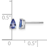 14K White Gold 5x 3mm Pear Tanzanite Post Earrings view 5