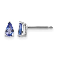 14K White Gold 5x 3mm Pear Tanzanite Post Earrings view 1
