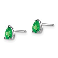 14K White Gold 5x 3mm Pear Tsavorite Post Earrings view 2