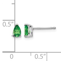 14K White Gold 5x 3mm Pear Tsavorite Post Earrings view 4