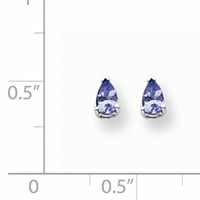 14K White Gold 5x 3mm Pear Tanzanite Post Earrings view 2