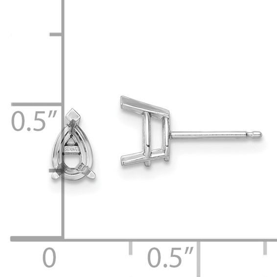 14k White Gold 6x4 Pear Earring Mountings