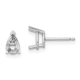 14k White Gold 6x4 Pear Earring Mountings