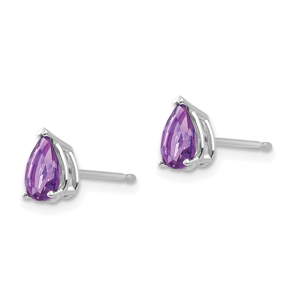 14k White Gold 6x4mm Pear Amethyst Earrings (XE79WAM)