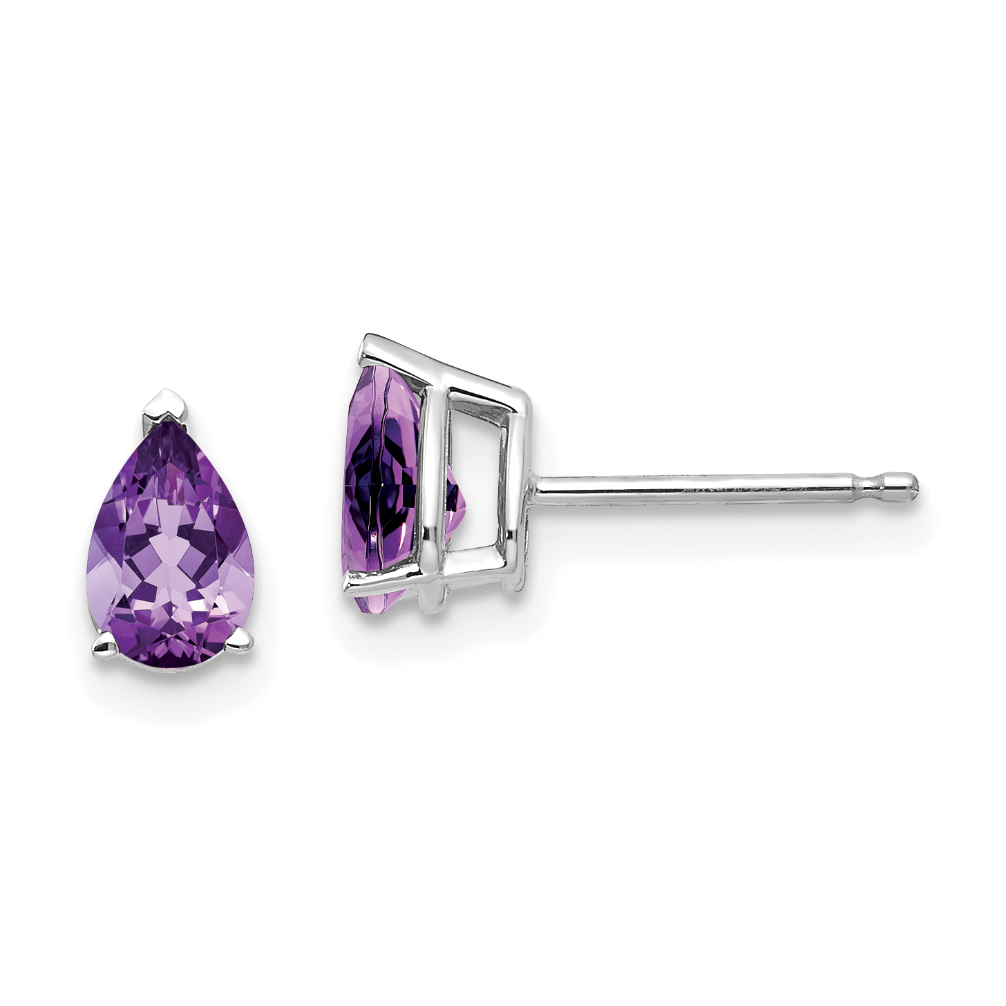 14k White Gold 6x4mm Pear Amethyst Earrings (XE79WAM)