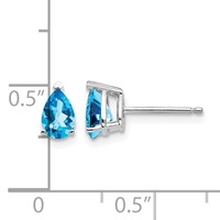 14K White Gold 6x 4mm Pear Blue Topaz Post Earrings view 4