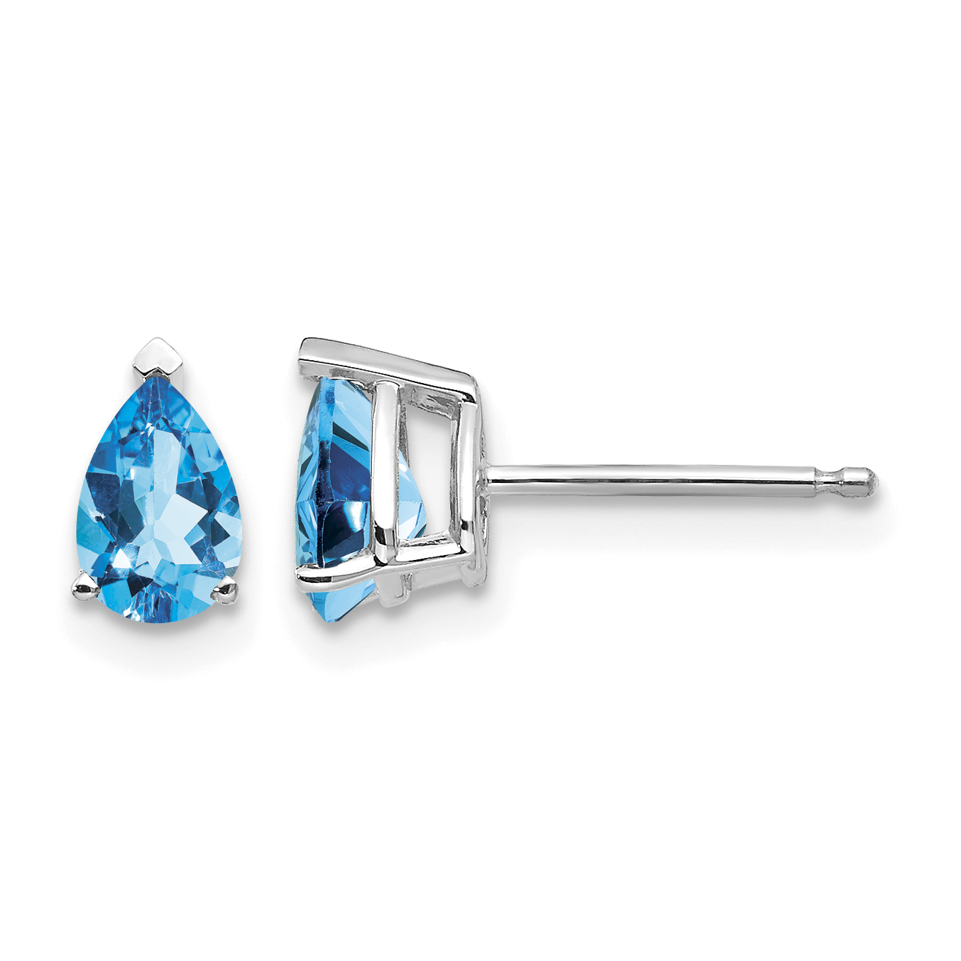 14k White Gold 6x4mm Pear Blue Topaz Earrings (XE79WBT)