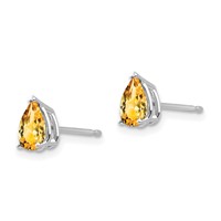 14K White Gold 6x 4mm Pear Citrine Stud Earrings view 2
